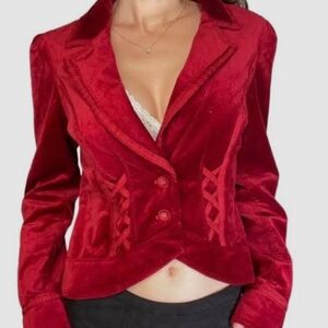 White House Black Market Red Velvet Blazer